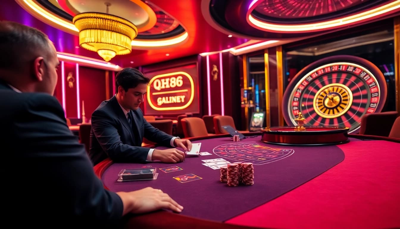 Experience thrilling gameplay at QH88 with vibrant casino visuals and a modern betting atmosphere.