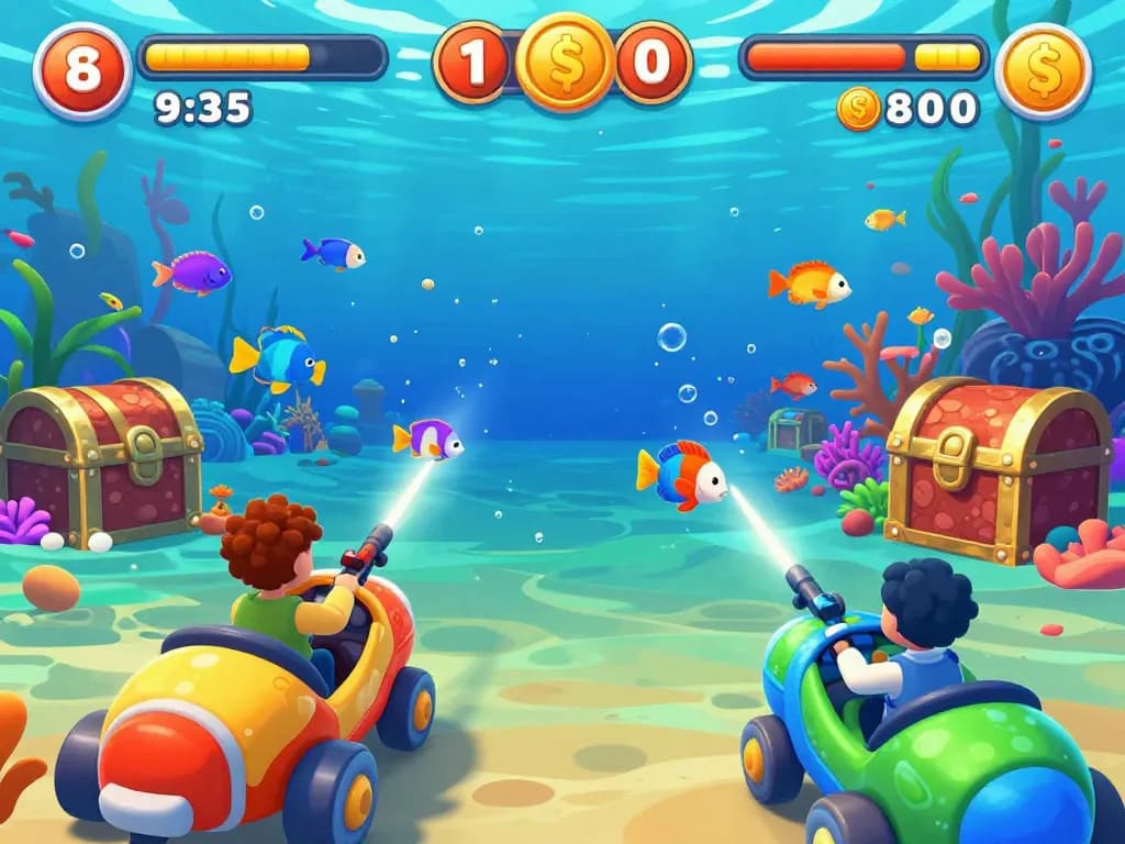 Engaging gameplay in ยิงปลา Soibet, showcasing colorful fish being targeted in vibrant underwater graphics.