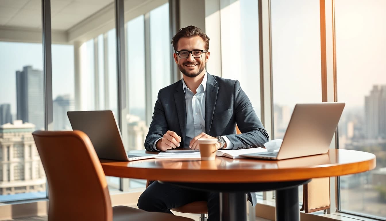 Proaktives Arbeiten von einem Headhunter Geschäftsführer in einem modernen Office.
