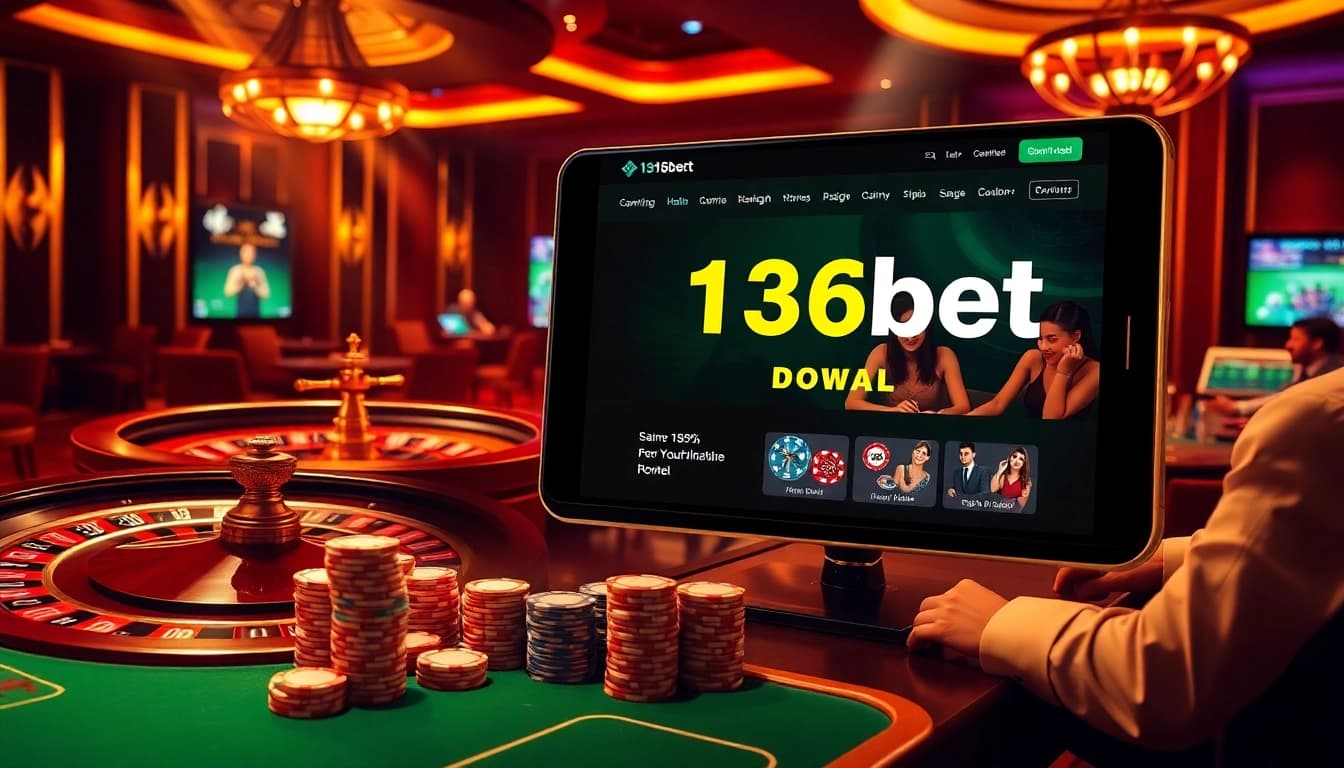Experience the thrill of winning with 136bet Download, featuring a vibrant casino atmosphere.