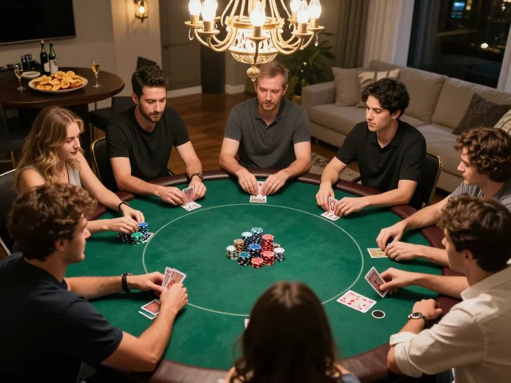 Players enjoying a strategic poker game at home, emphasizing the excitement of iwin-themed entertainment