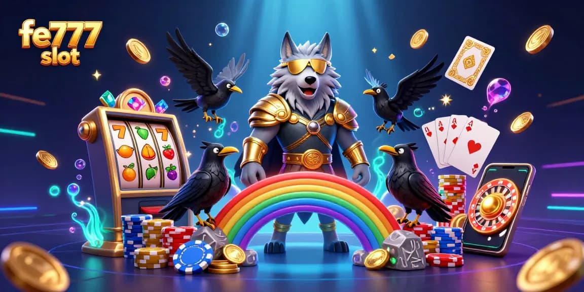 Rasakan permainan mendebarkan dari slot fe777 bersama Odin dan burung gagaknya, dikelilingi oleh elemen kasino dan visual yang cerah.