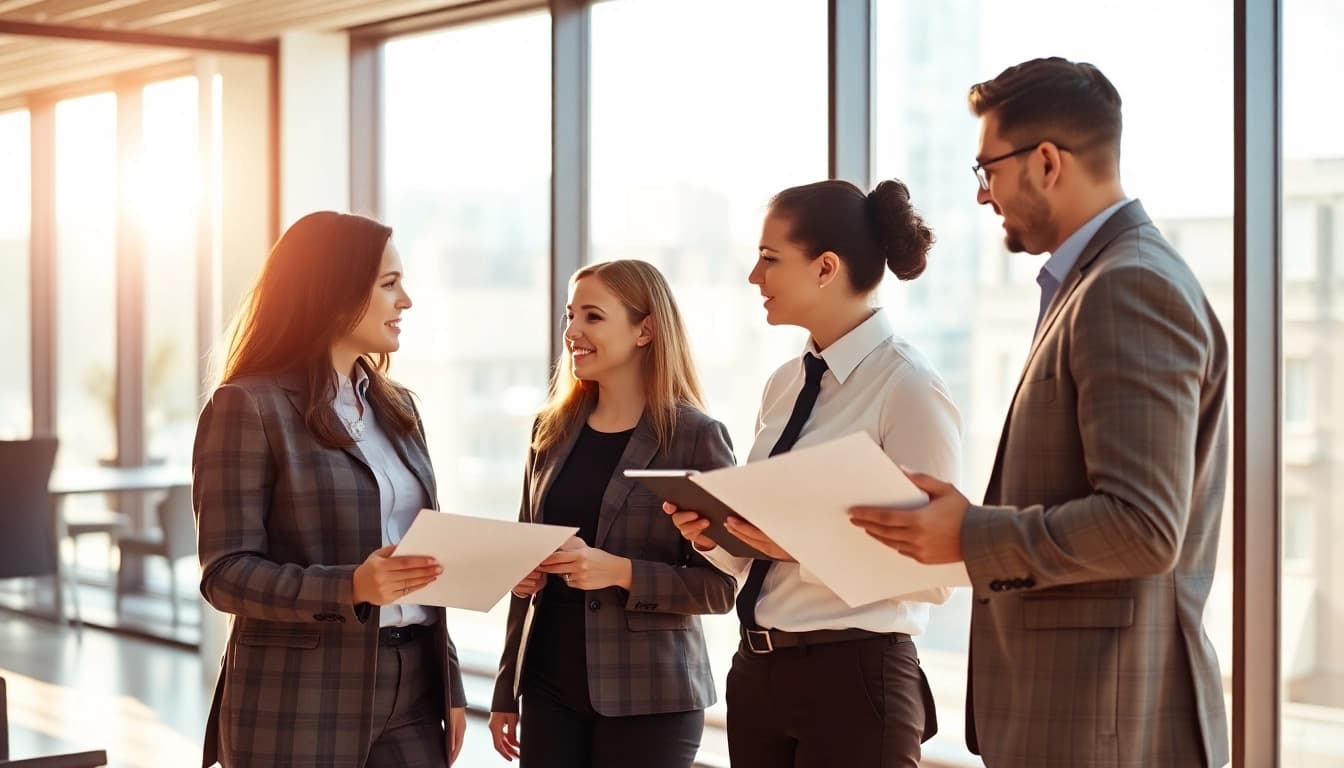 Team discussing Unternehmensberatung strategies in a contemporary office setting.