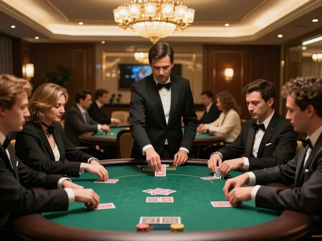 Players competing in an exclusive poker game at TG88, showcasing strategic gameplay and elegant surroundings.