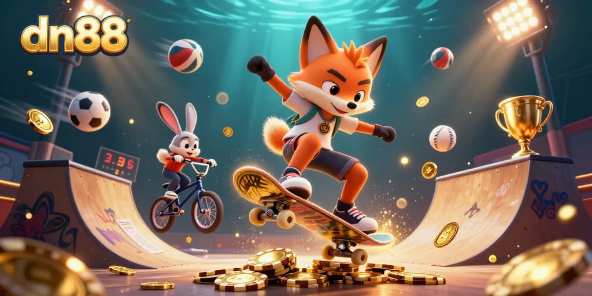 Experience the thrilling action of dn88 with vibrant casino-themed 3D characters and dynamic gambling elements.
