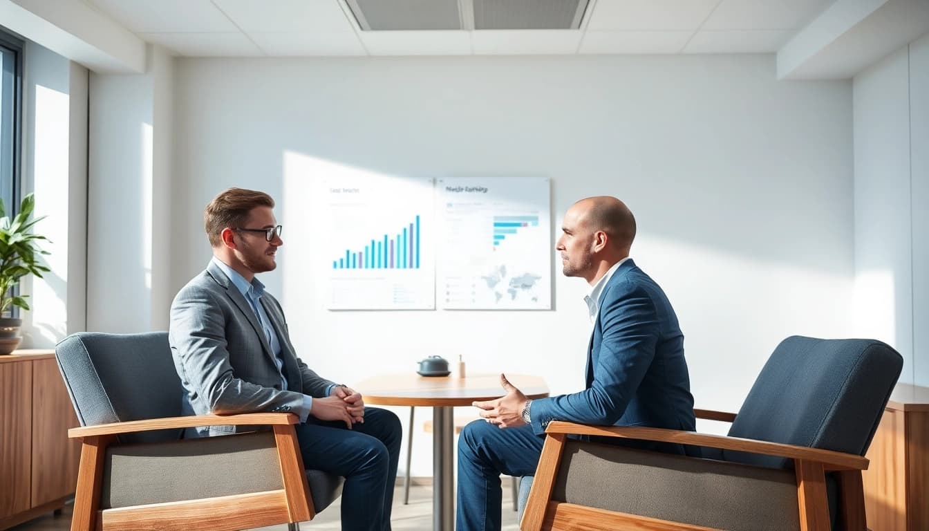 Professioneller Headhunter im Vertrieb berät qualifizierte Fachkräfte.