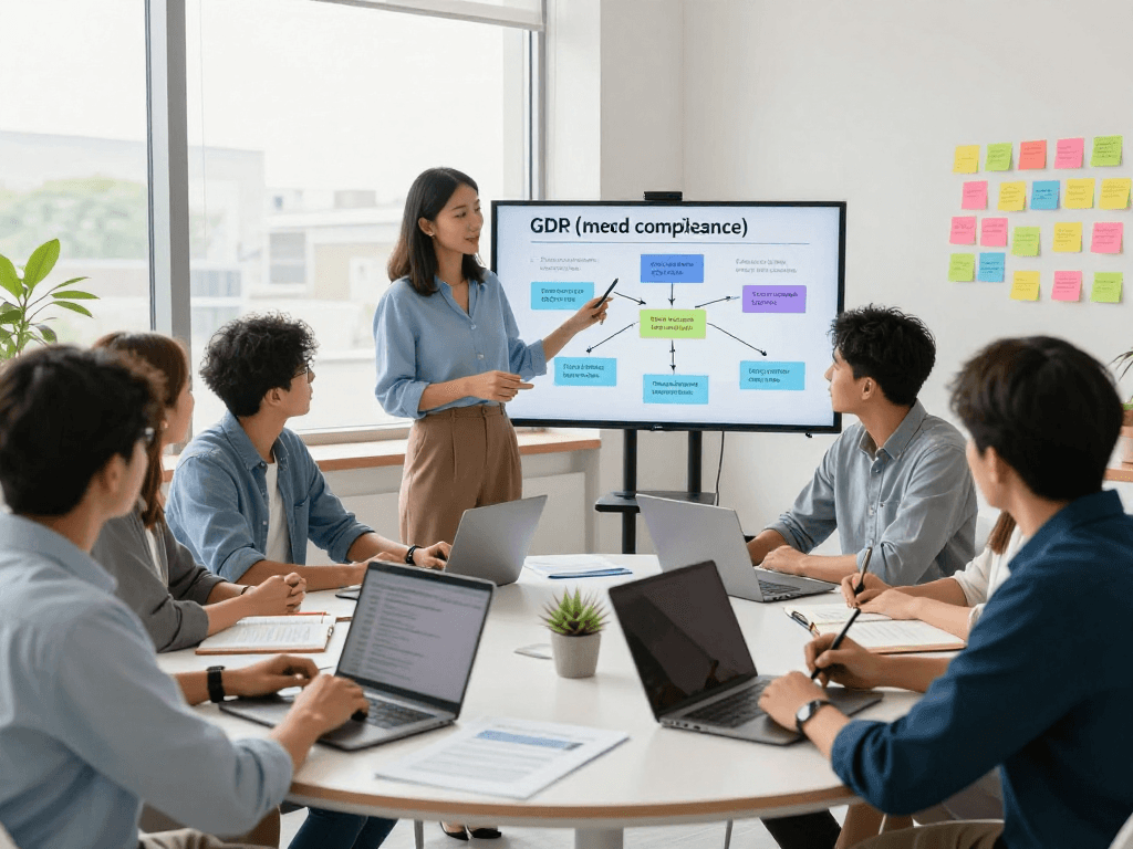 Wissen / Blog-Hub insights on GDPR compliance in a collaborative workspace.