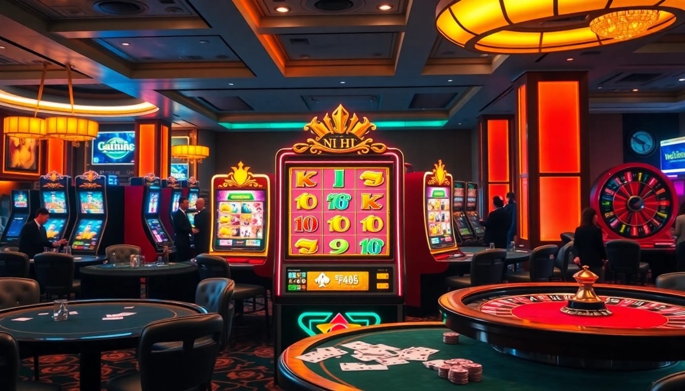 Experience the excitement of nổ hũ with vibrant slot machines and casino details.