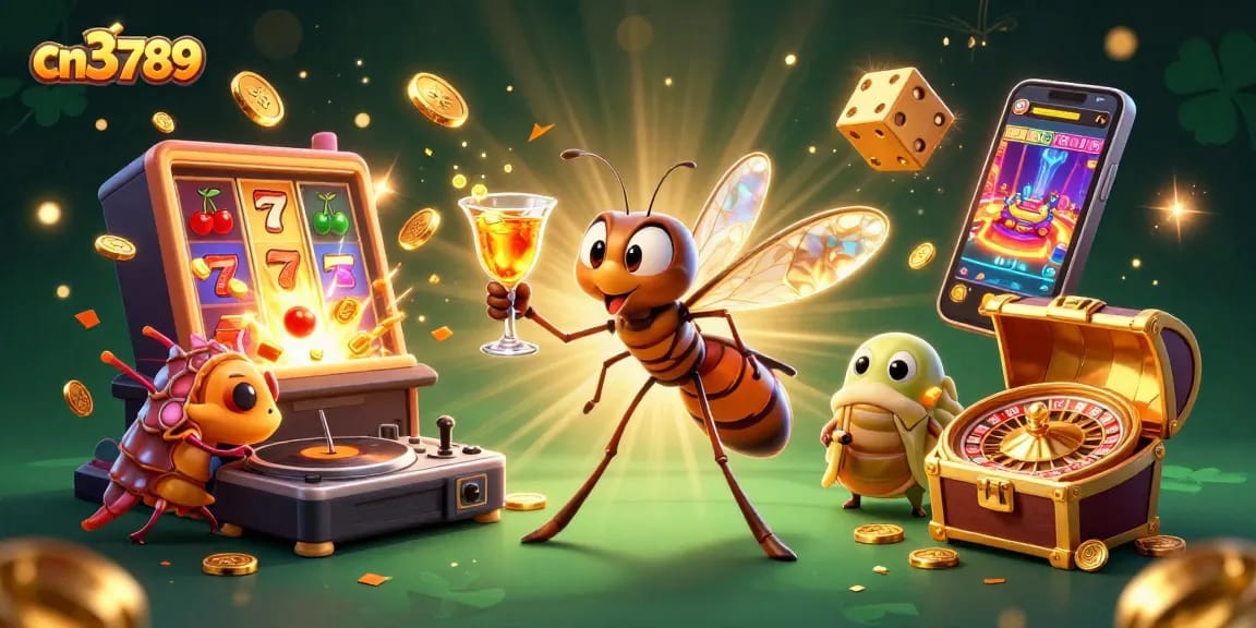 Experience the thrill of cn3789 with vibrant casino characters and lively gaming elements in an exciting 3D illustration.