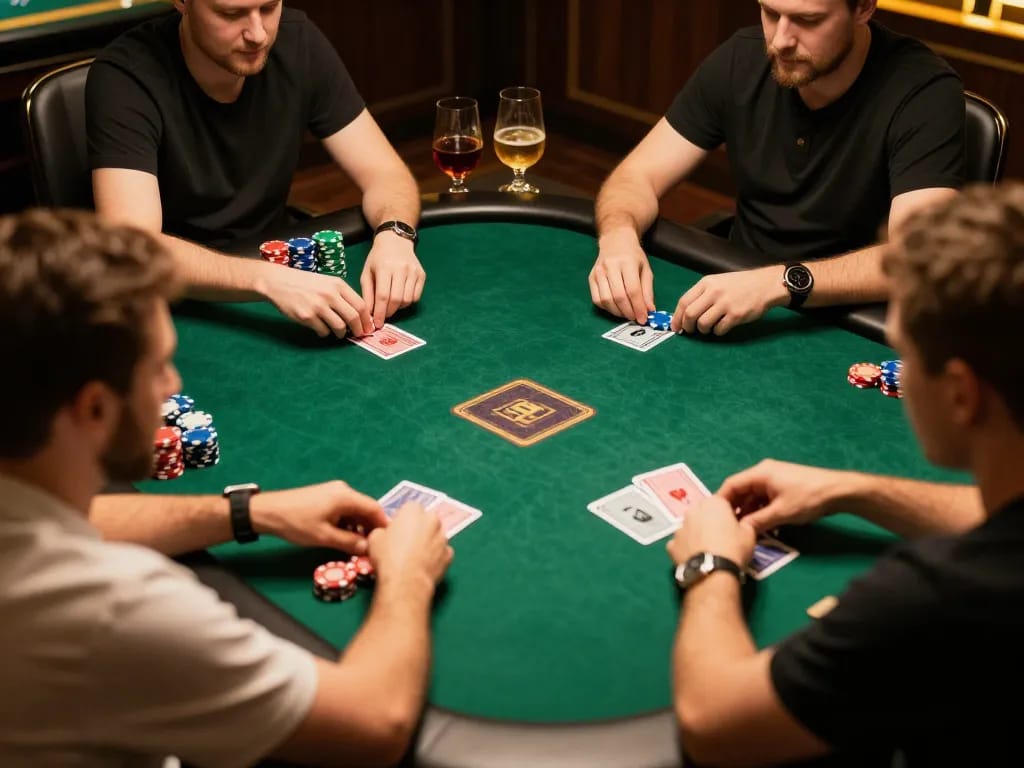 Players engaging in an intense poker game at F168 with dynamic action and elegant atmosphere.