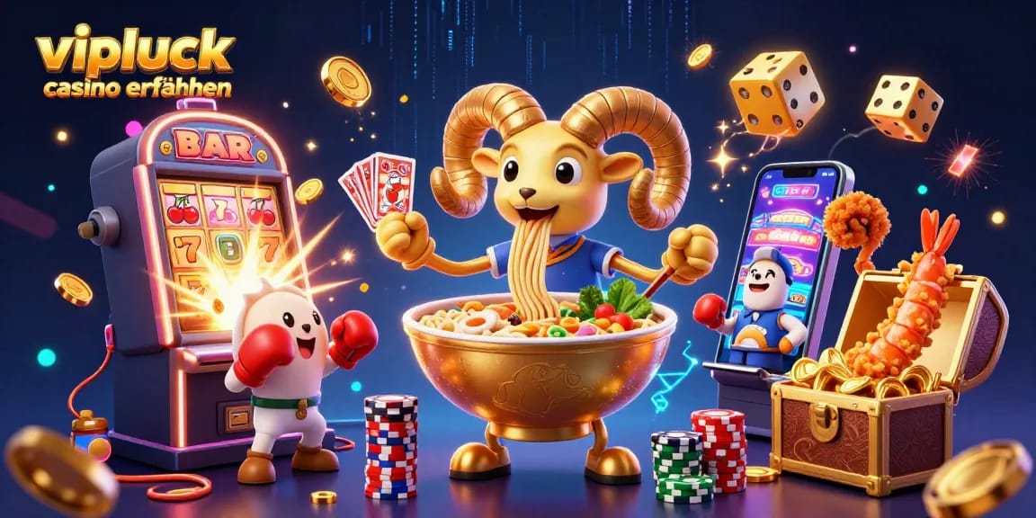 Erleben Sie spannende vipluck casino erfahrungen mit einem überdimensionierten Gold-Ramen-Bowl im Spielgeschehen.
