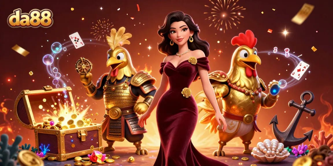 Engage in thrilling experiences at da88, showcasing online casino excitement with vibrant characters and dynamic game elements.