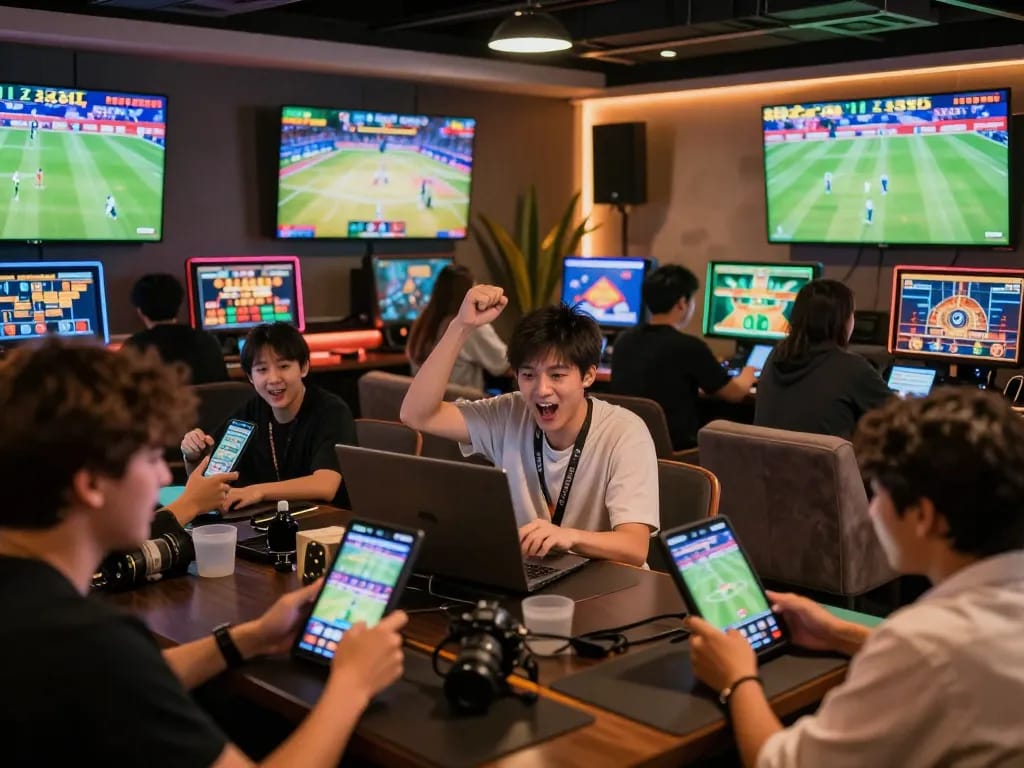 Users actively engaging in fb88 đăng nhập for online betting with vibrant screens and excited expressions.