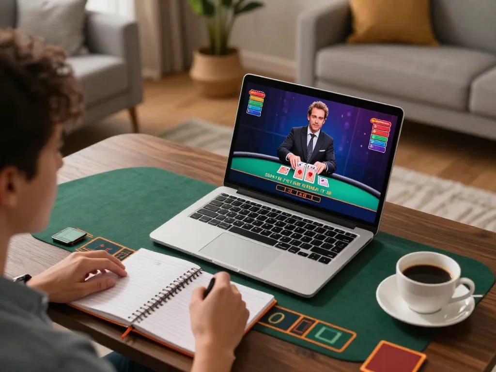 Engaging in responsible gambling with fabet while playing live dealer blackjack at home.