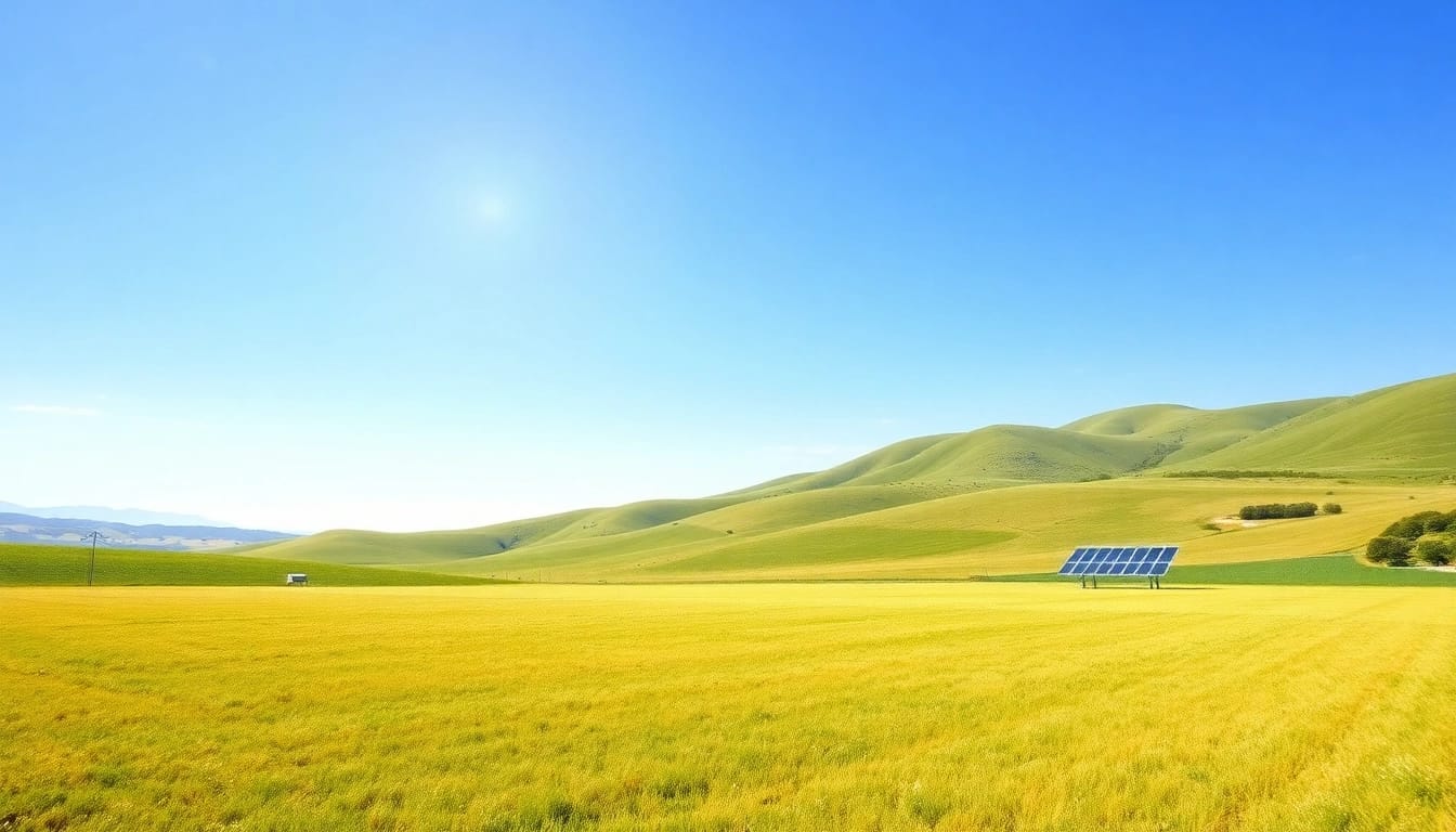 Freifläche verpachten für Solarparks mit ungenutztem Land in sonniger Landschaft.