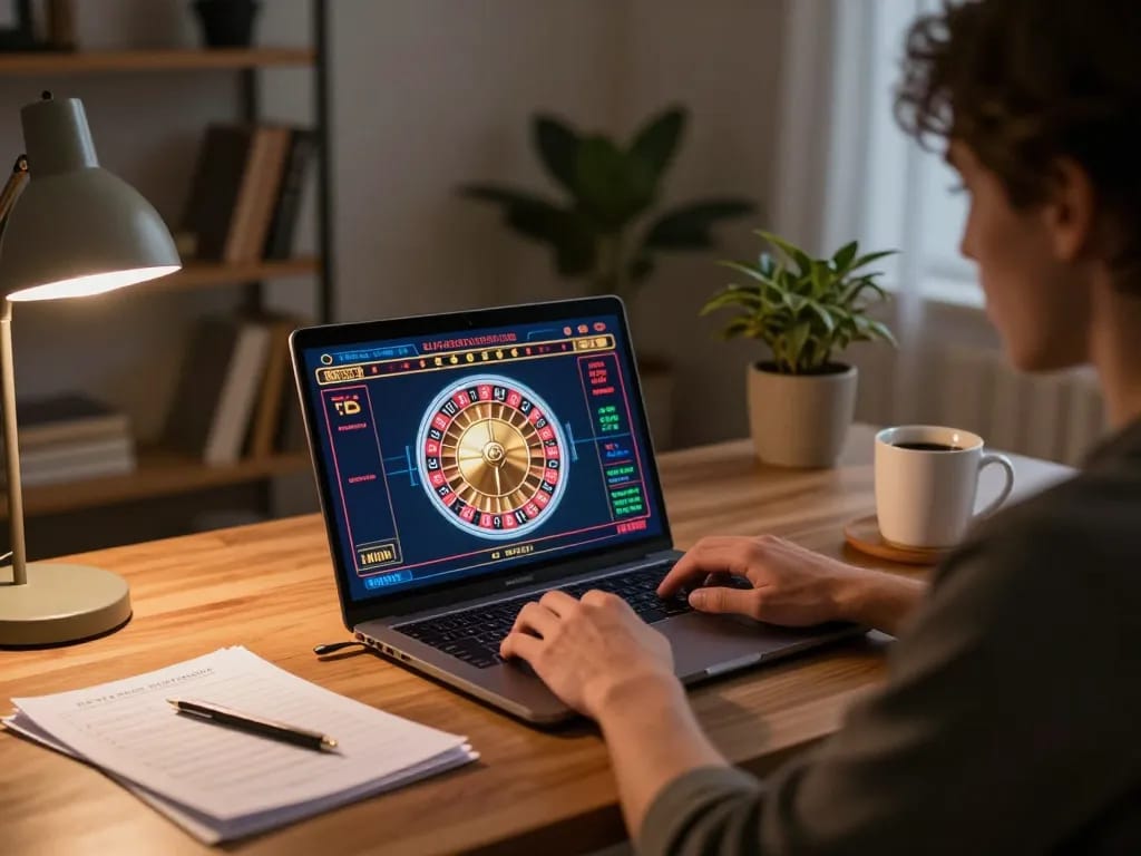 Engaging in responsible gaming while đăng ký SC88 on laptop in cozy home setup.