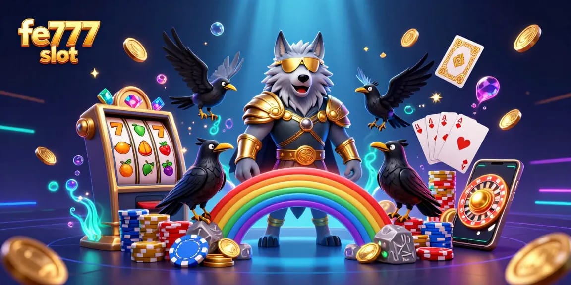 Rasakan permainan mendebarkan dari slot fe777 bersama Odin dan burung gagaknya, dikelilingi oleh elemen kasino dan visual yang cerah.