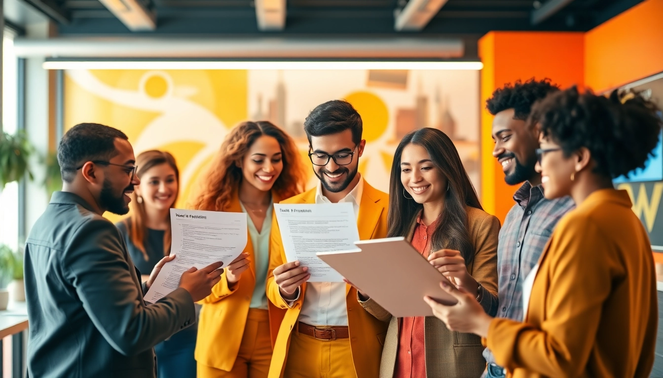 Explore Stellenangebote with diverse professionals engaged in an active job search in a modern setting.