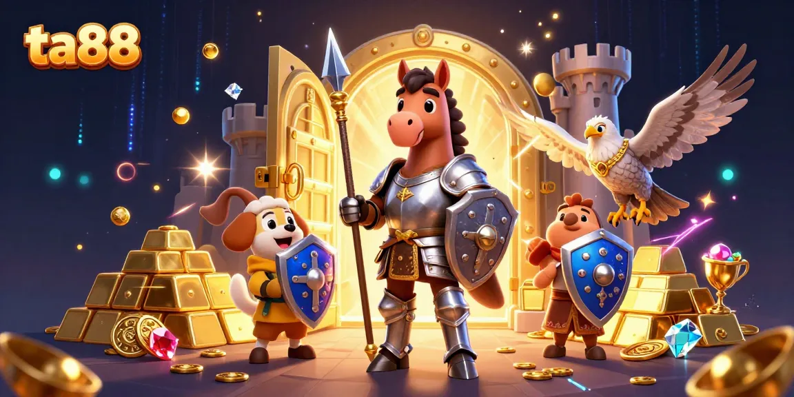 Experience the thrill of ta88 casino gaming with an epic medieval knight scene filled with treasures and excitement.