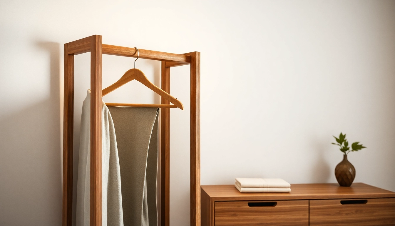 Kleiderbügel Hersteller präsentieren einen hochwertigen, stilvollen Kleiderbügel aus Holz mit edlem Finish.