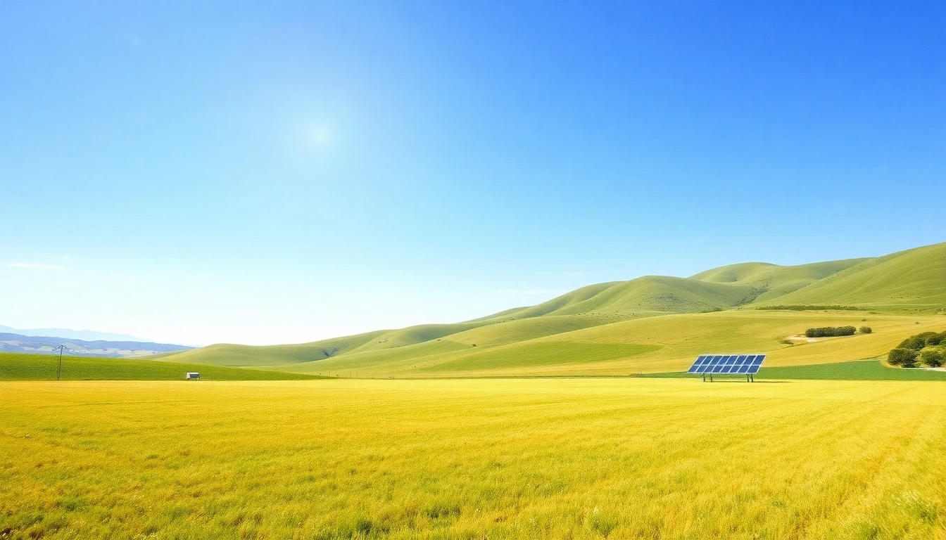 Freifläche verpachten für Solarparks mit ungenutztem Land in sonniger Landschaft.