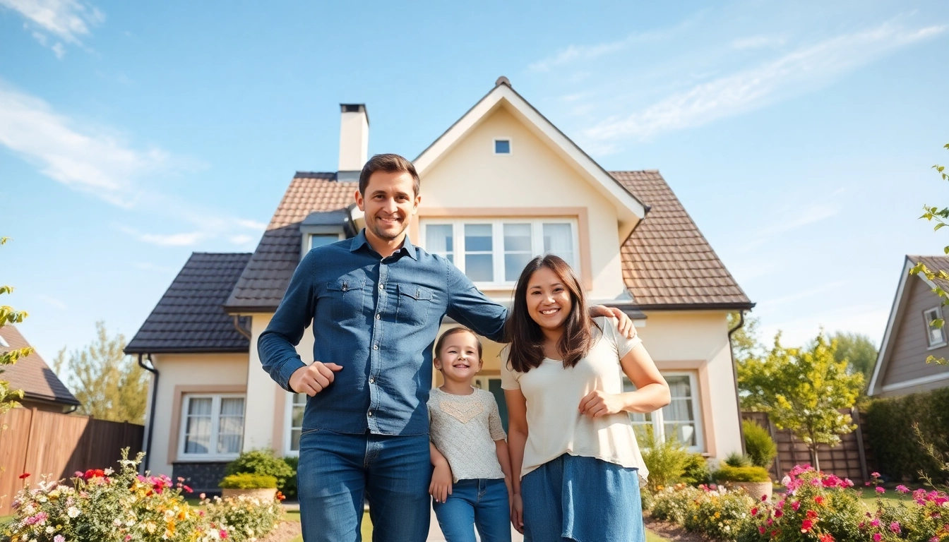 Familie genießt den Hauskauf in ihrem neuen Traumhaus.