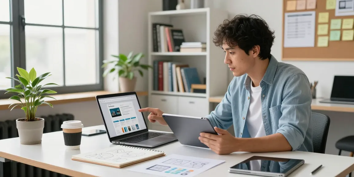 Shopware-Freelancer analysiert E-Commerce-Daten in einem modernen Büro, zeigt Fachkompetenz und dynamischen Arbeitsplatz.