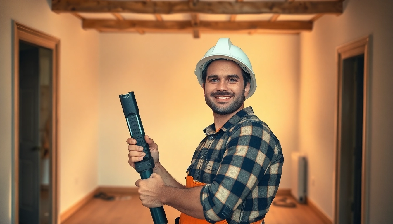 Handwerklicher Fortschritt bei der Hausrenovierung mit frischen Farben und modernen Werkzeugen