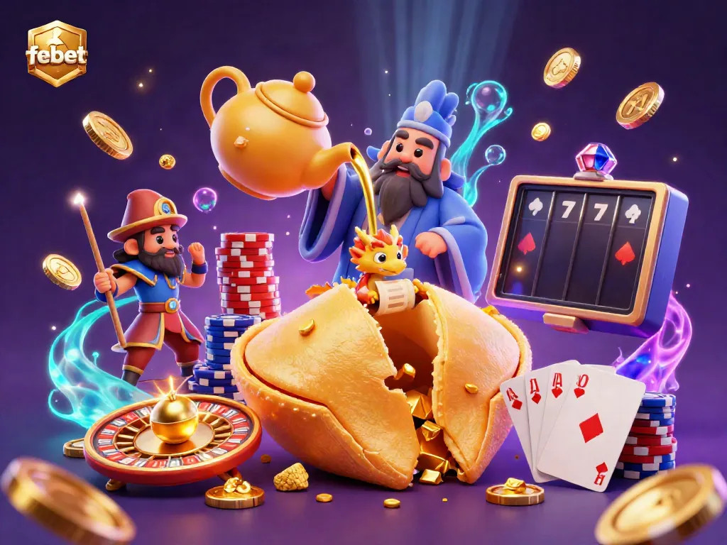 Experience thrilling wins at febet’s online casino with vibrant 3D elements showcasing exciting games.