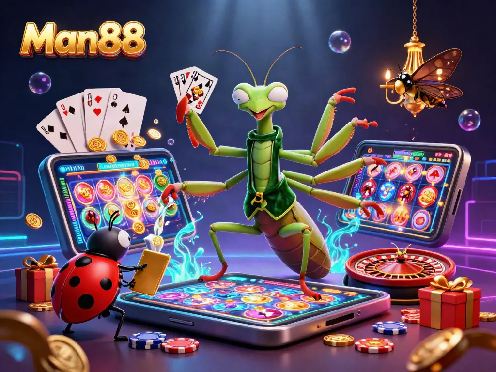 Experience thrilling gameplay at Man88 with a lively scene showcasing vibrant casino elements.