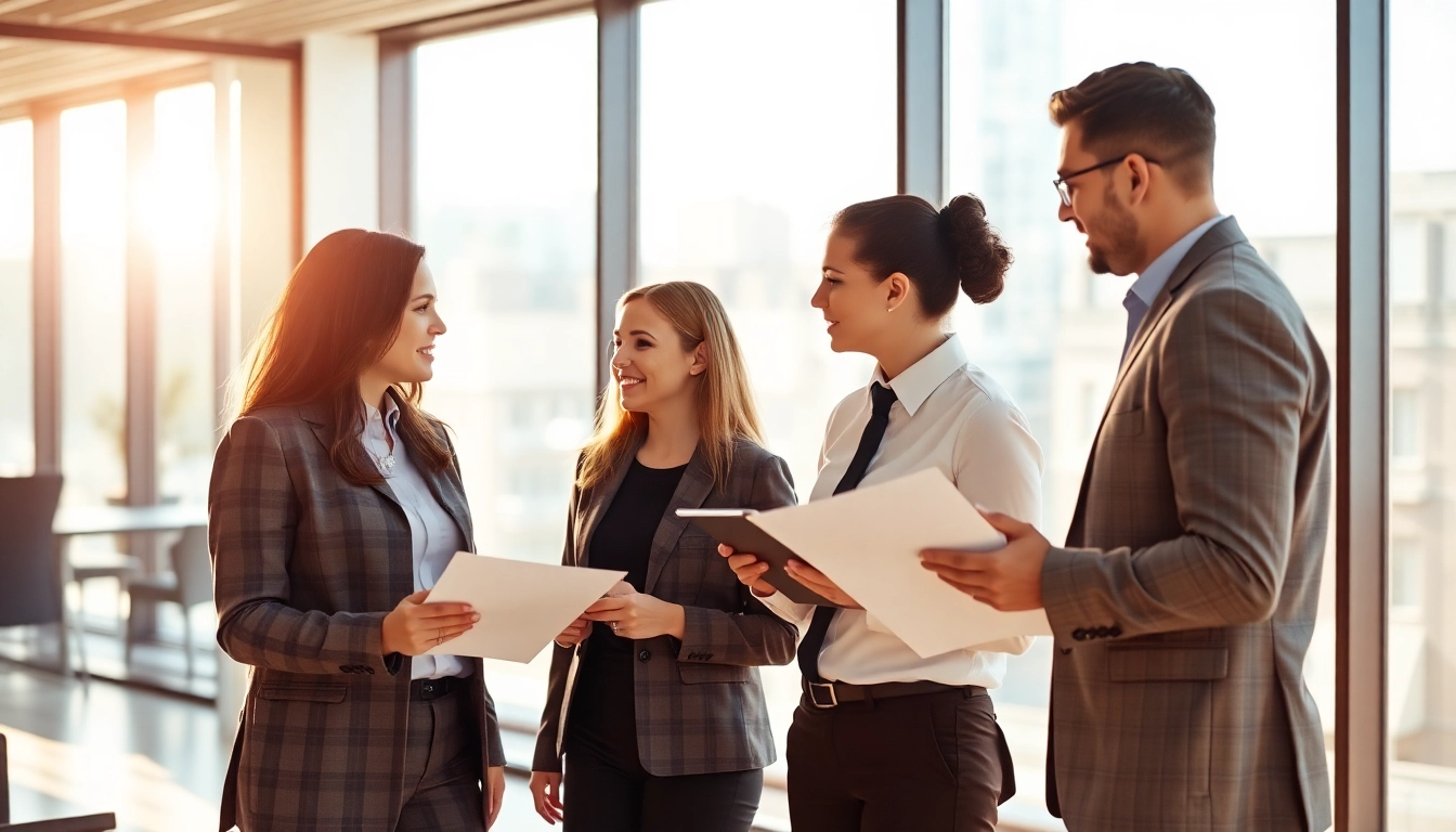 Team discussing Unternehmensberatung strategies in a contemporary office setting.
