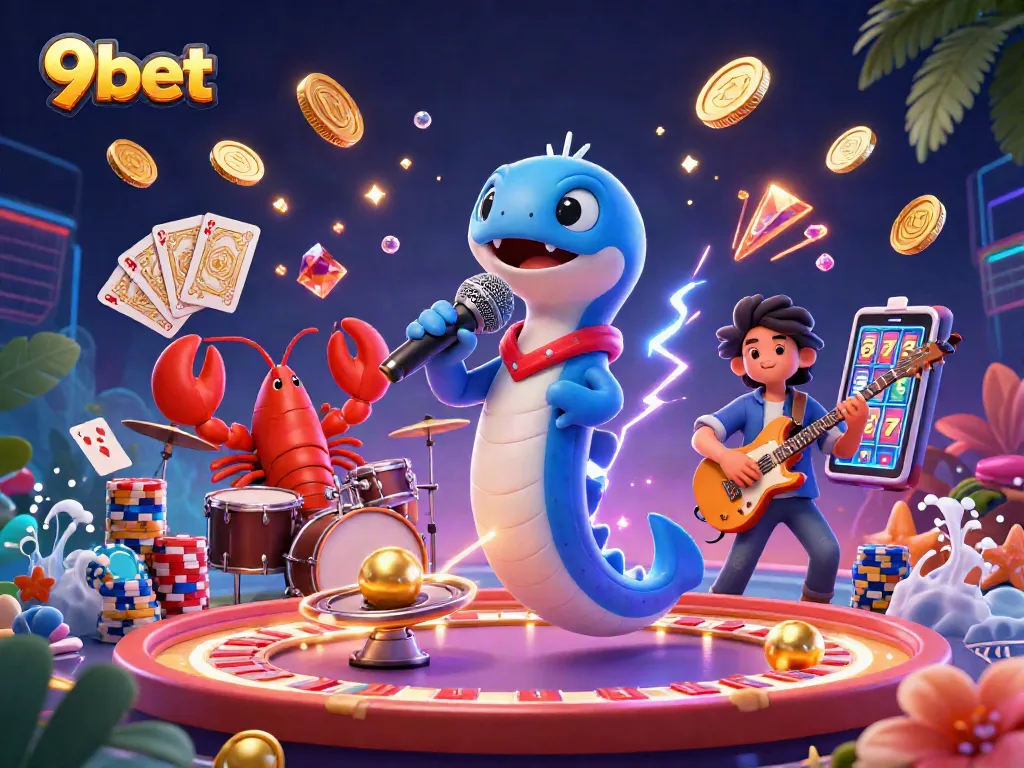 Experience the thrill of 9bet with an electric eel DJ and lively underwater casino scene