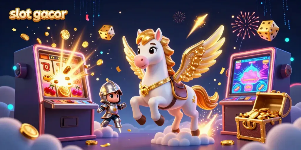 Experience the thrilling action of slot gacor with magical elements, bursting slot machines, and winning symbols.