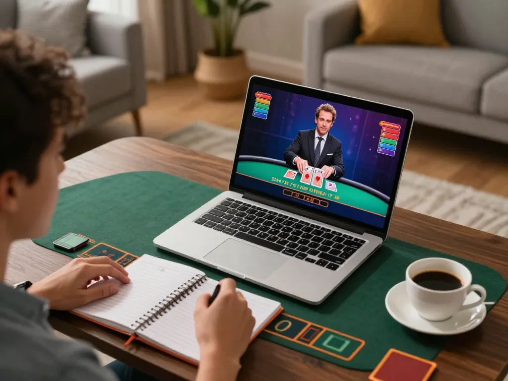 Engaging in responsible gambling with fabet while playing live dealer blackjack at home.
