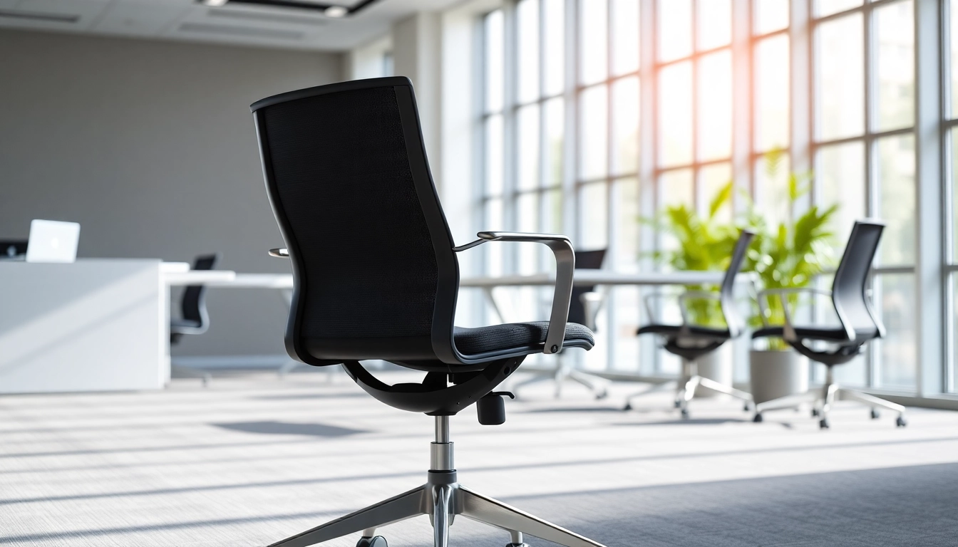 Herman Miller Aeron chair providing ergonomic support in a modern office setting.