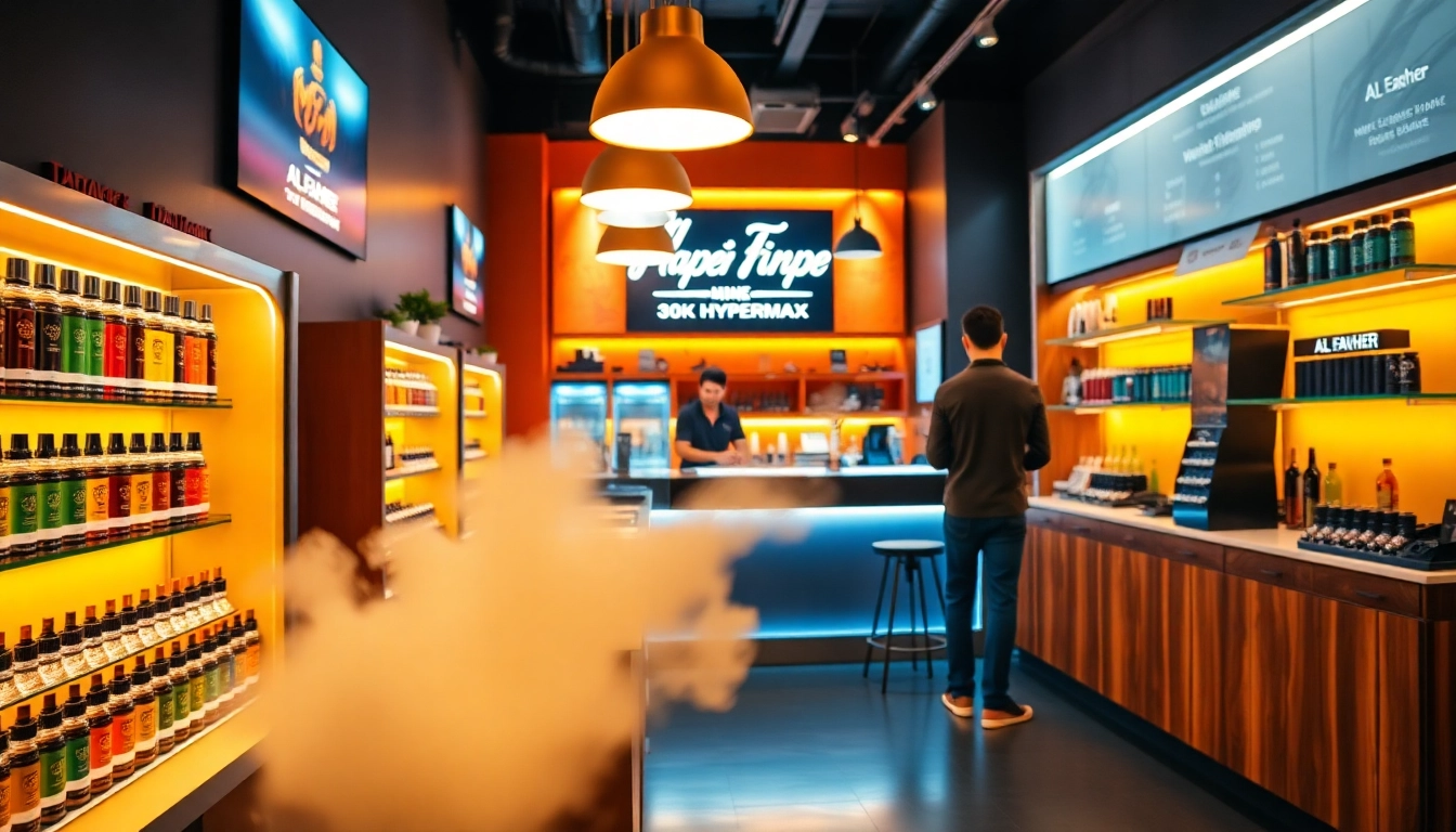 Al Fakher 30K Hypermax Produkte präsentieren in einem einladenden Vape Shop.