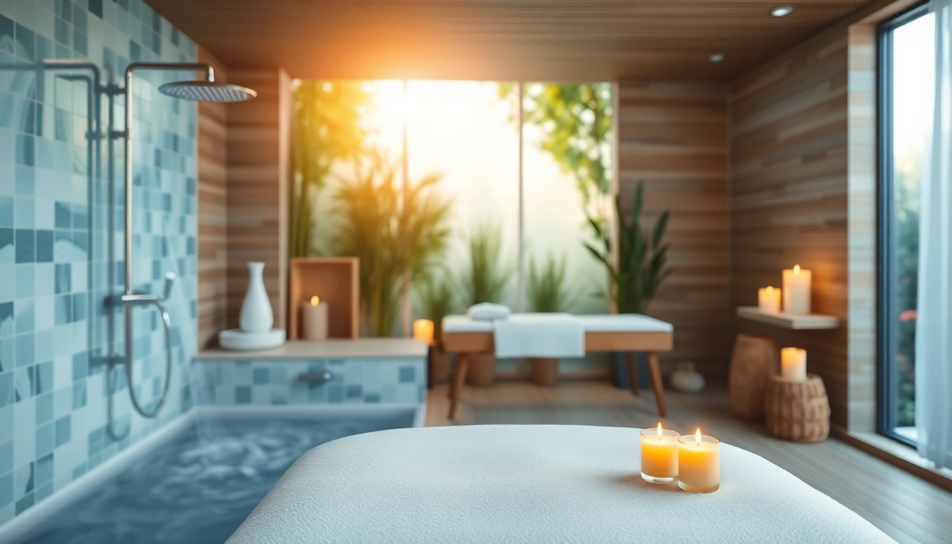 Duschspiele in Berlin in einer einladenden Spa-Umgebung mit beruhigendem Wasserlicht.