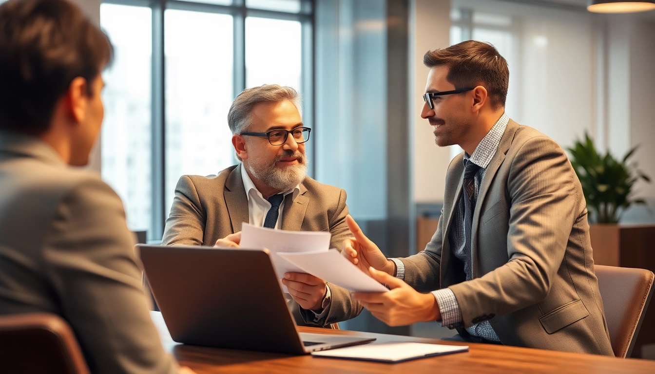 Headhunter präsentiert qualifizierte Kandidaten in einem stilvollen Büro bei einem Beratungsgespräch.