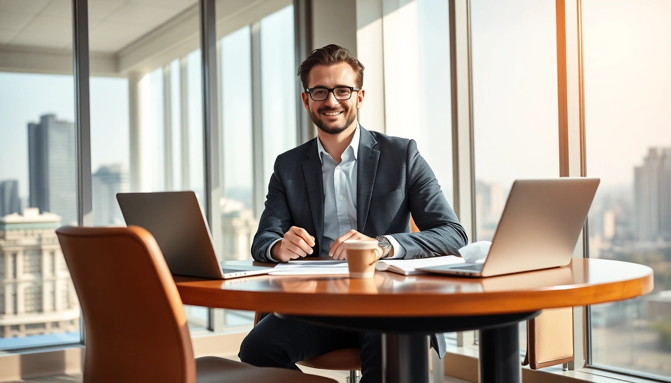 Proaktives Arbeiten von einem Headhunter Geschäftsführer in einem modernen Office.