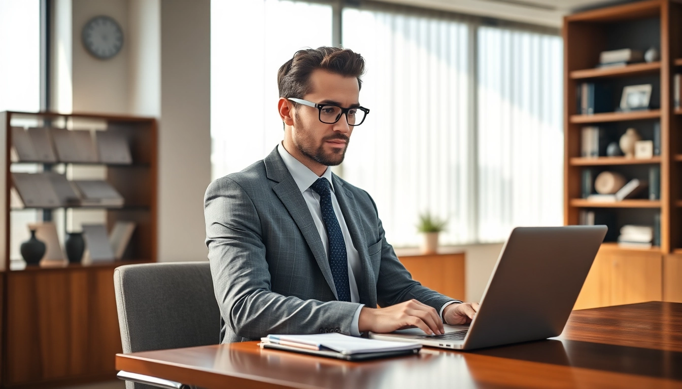 Professioneller Headhunter CEO arbeitet konzentriert in Büroräumen.