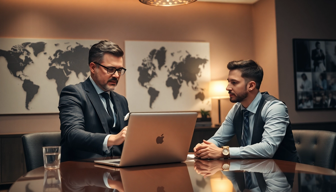 Headhunter Gastronomie zeigt einem Bewerber auf den Laptopbildschirm.