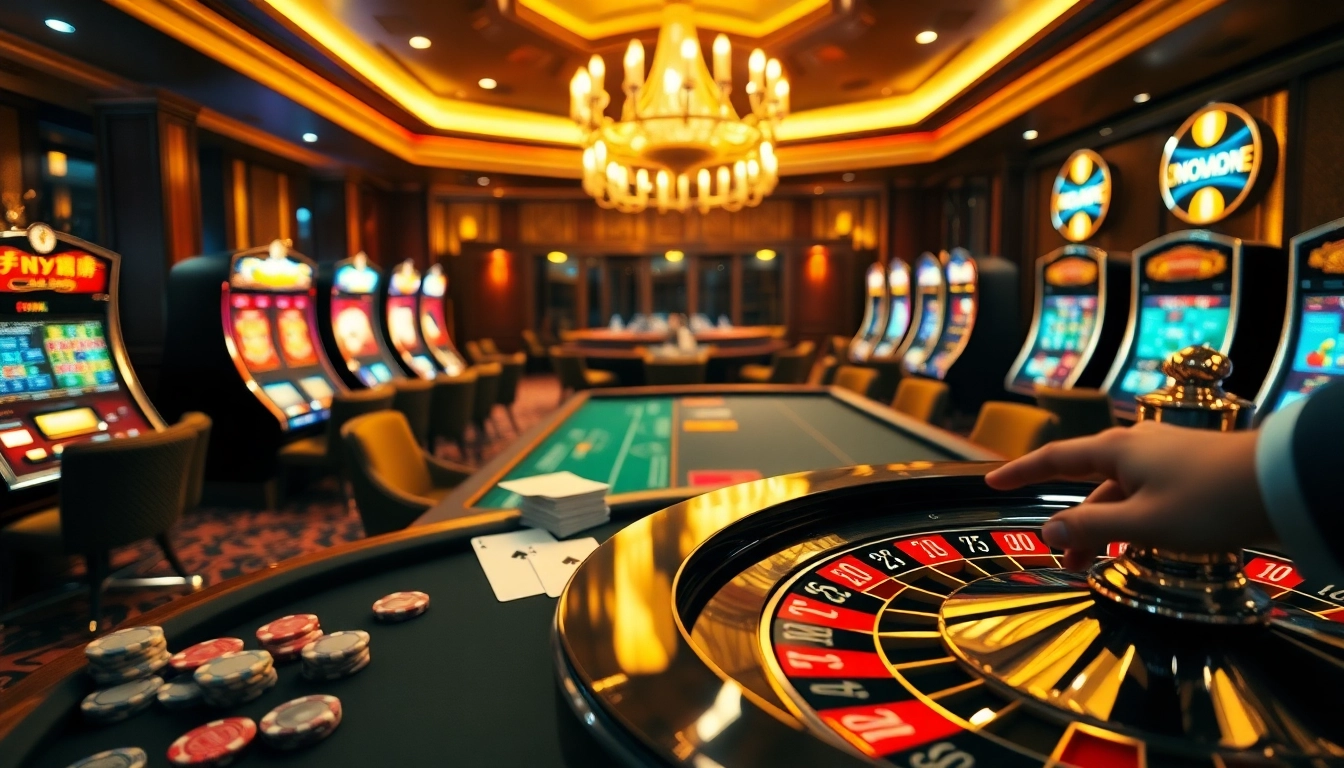 Experience the excitement of betting at NOHU90, a premier online gaming destination with vibrant casino visuals.