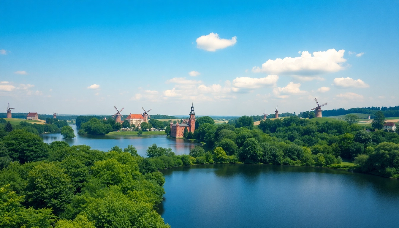 Drohnenvideos Brandenburg zeigen atemberaubende Landschaften mit Seen und historischen Wahrzeichen.