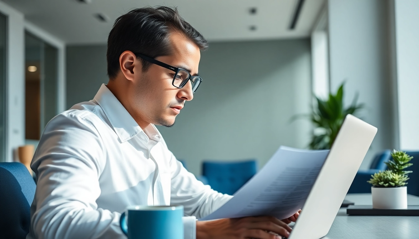 Headhunter IT bewertet Bewerbungen in einem modernen Büro