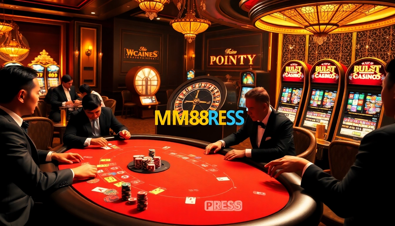 Experience the excitement of MM88 PRESS at a luxurious casino poker table with colorful chips.