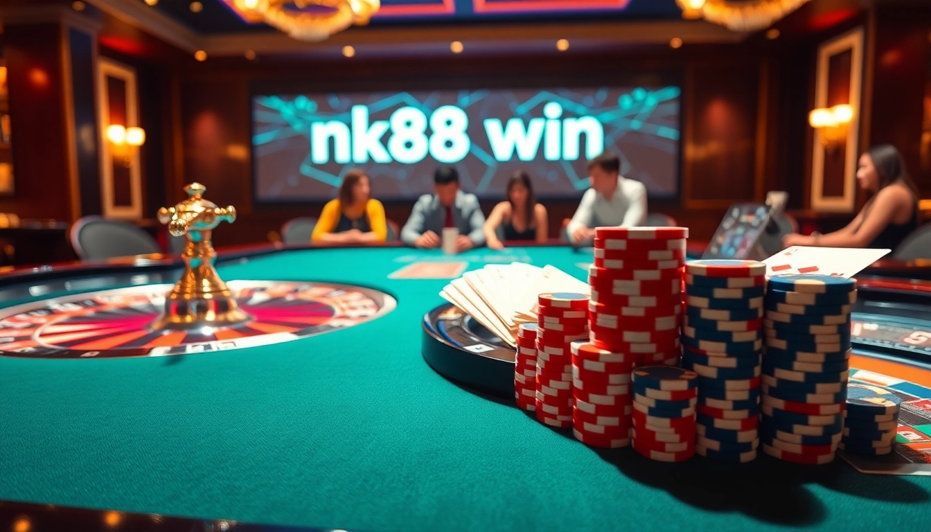 Experience thrilling moments at nk88 win's casino tables with elegant decor and vibrant games.