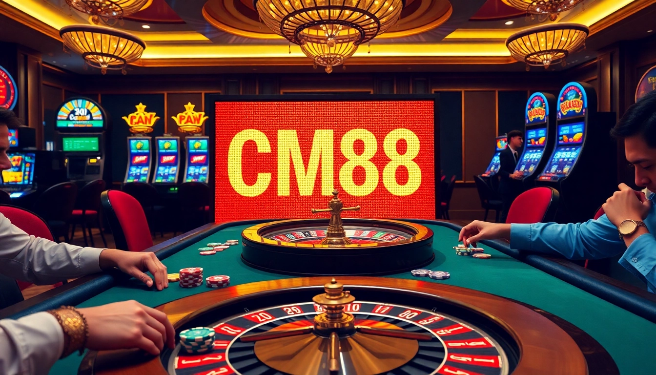 CM88 showcases high-stakes poker action at a luxurious casino table filled with vibrant chips.