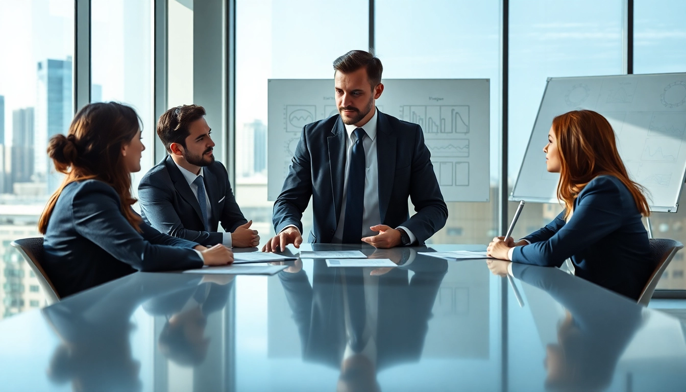 Headhunter Ingenieure in einem modernen Büro, die Strategien präsentieren und Engineers beraten.