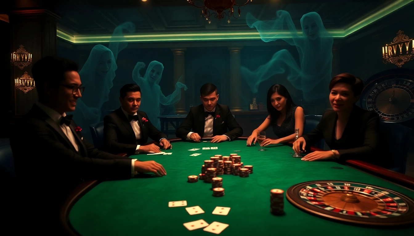 Experience the thrill of Truyên ma at a high-stakes poker table in an enchanting casino setting.